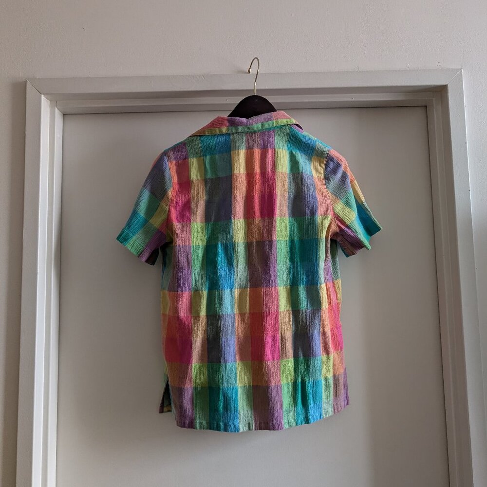 Vintage rainbow plaid shorts/tee set - size small - Picture 4 of 11